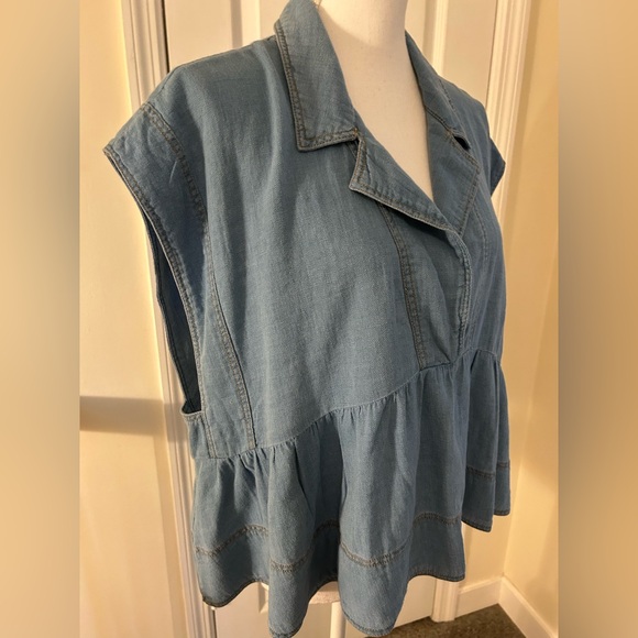 Anthropologie Pilcro Sailor Denim Babydoll Blouse NWT! - Picture 10 of 14